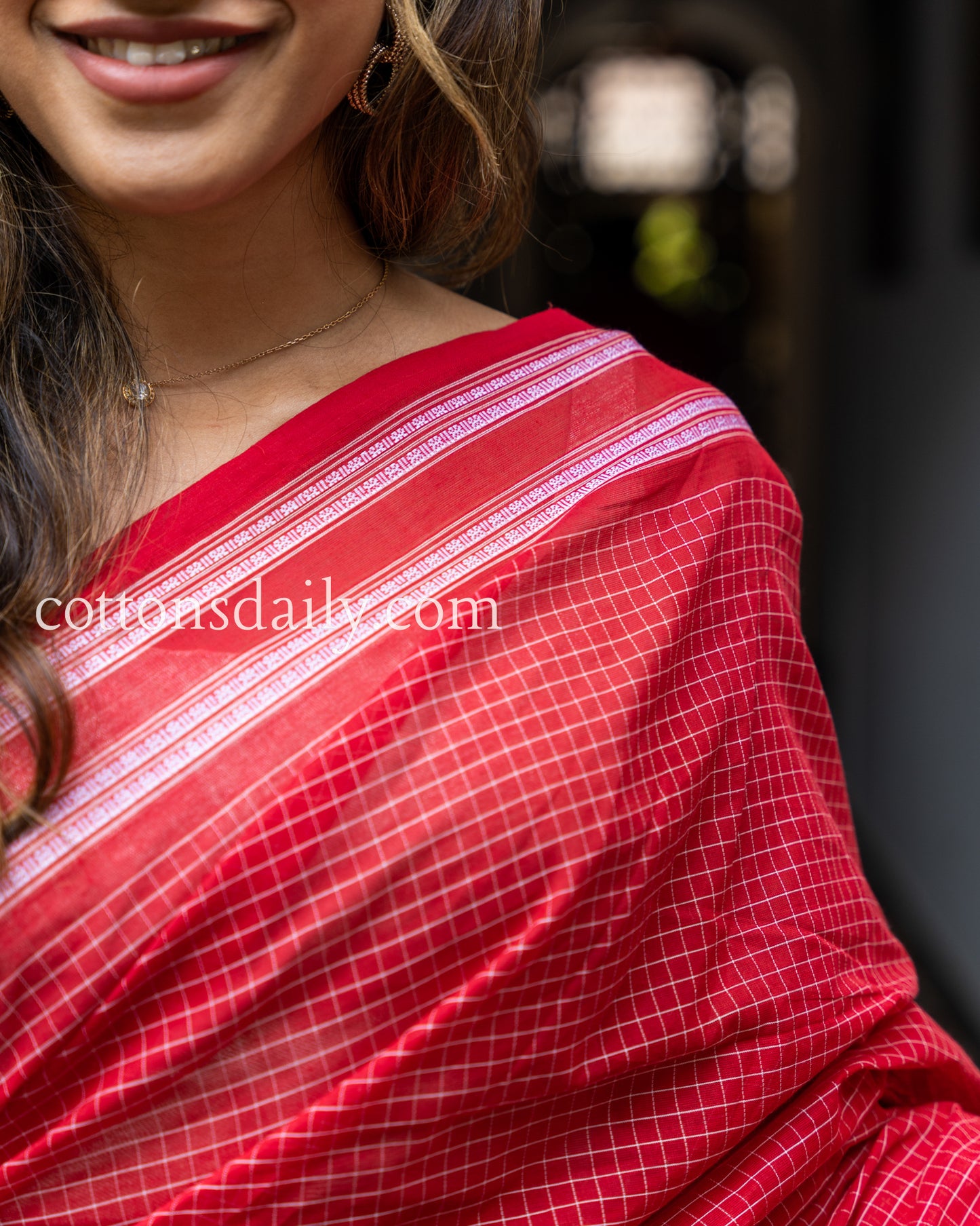 La Salcete Cherry Red Kunbi Saree