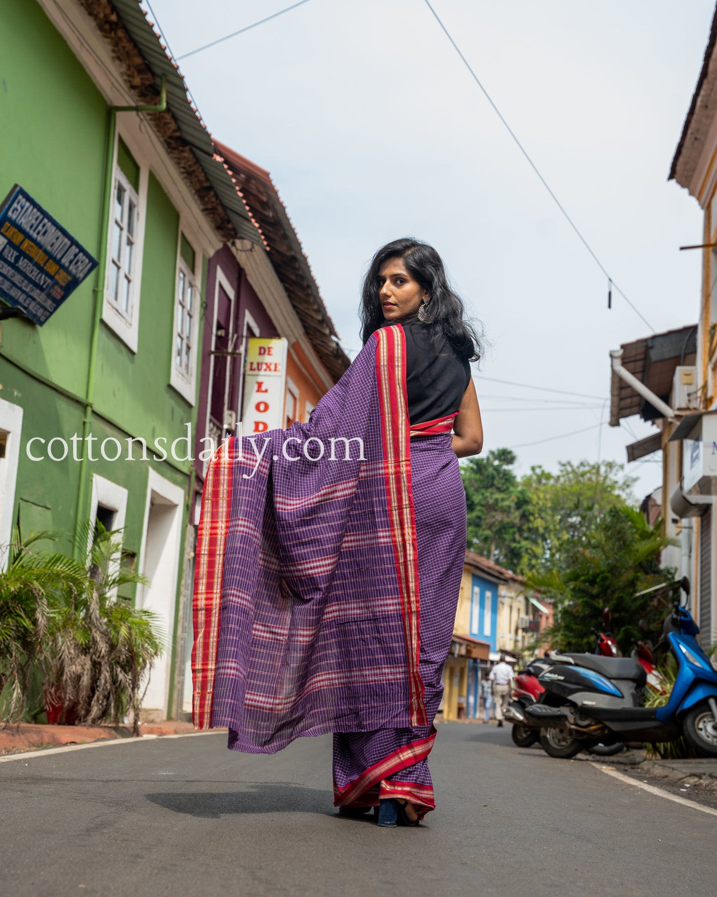 Fancy Fontainhas Magenta Kunbi Saree