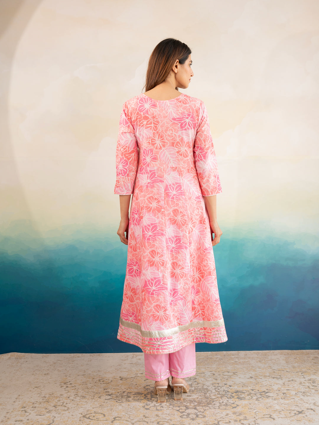 Pink Flower Digital Printed Cotton Suit