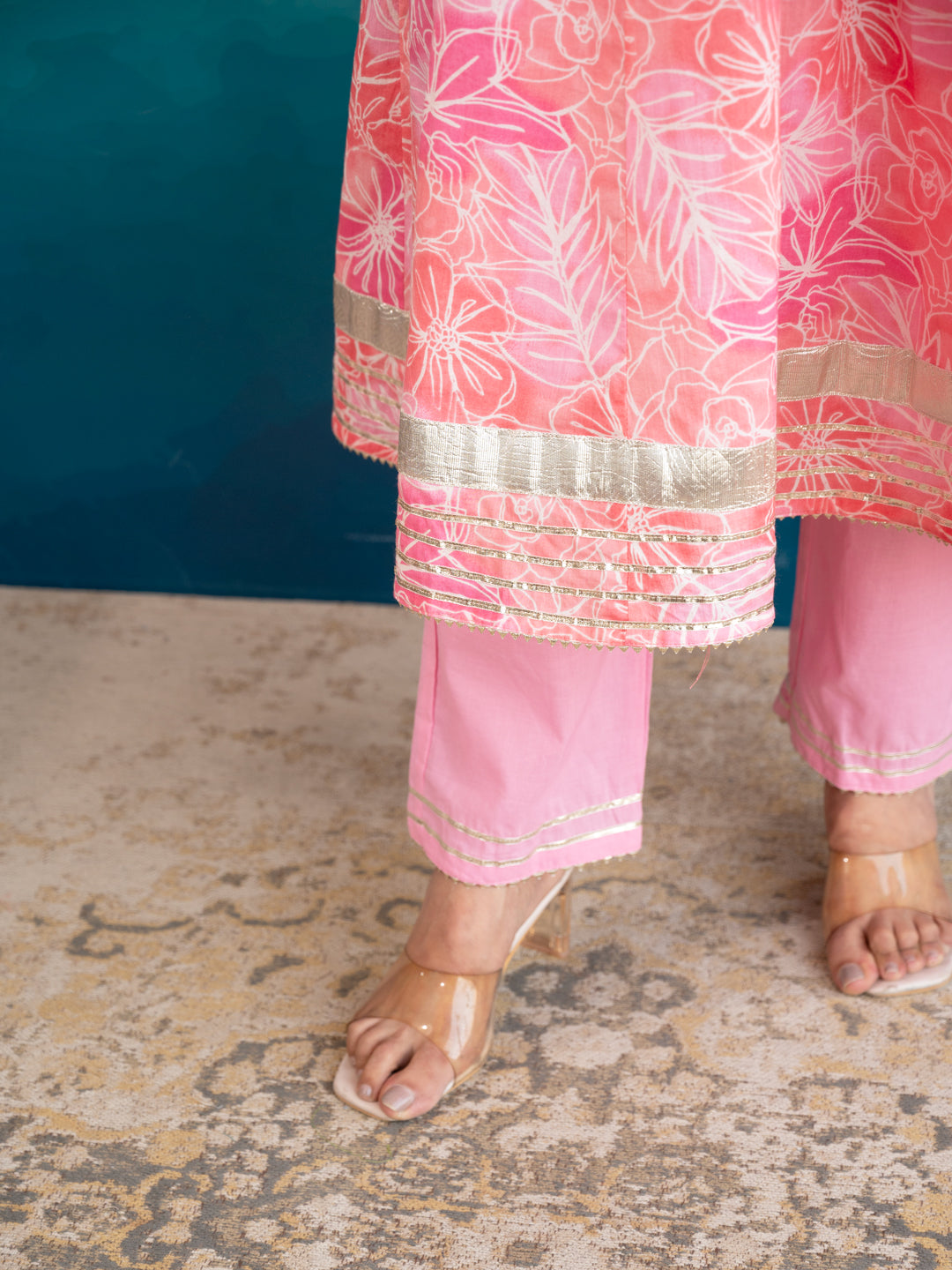 Pink Flower Digital Printed Cotton Suit