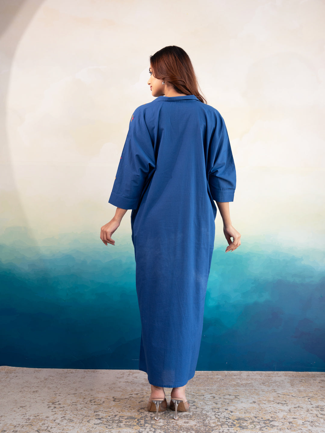 Royal Blue Festive Cotton Kaftan