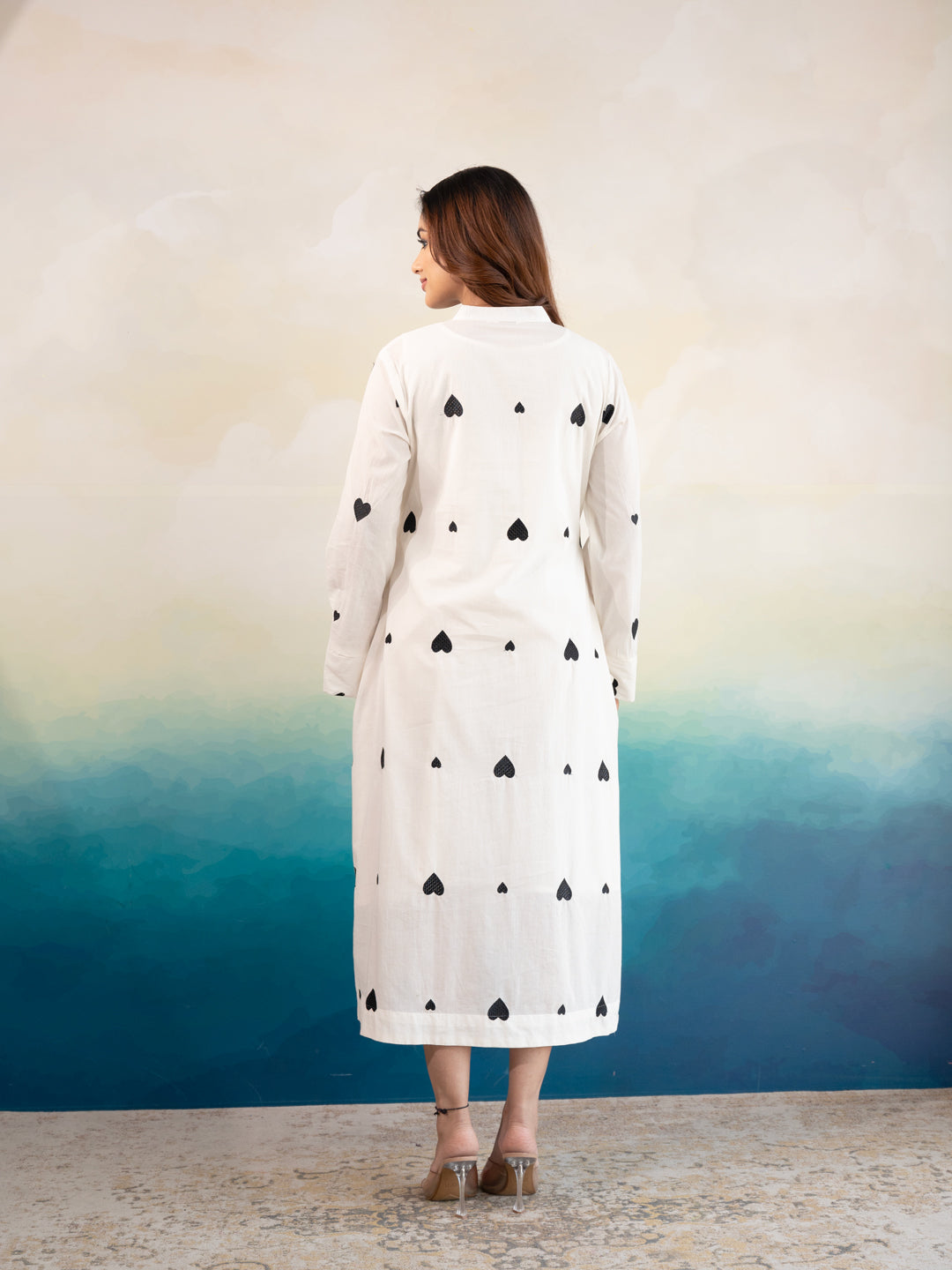 Rich Heart Black Cotton Kurta