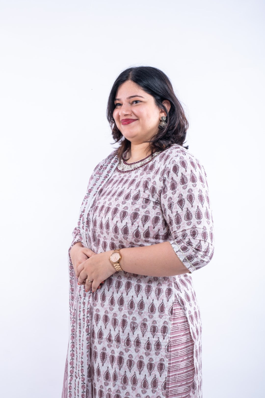 Chikoo Print Afghani Cotton Plus Size Suit