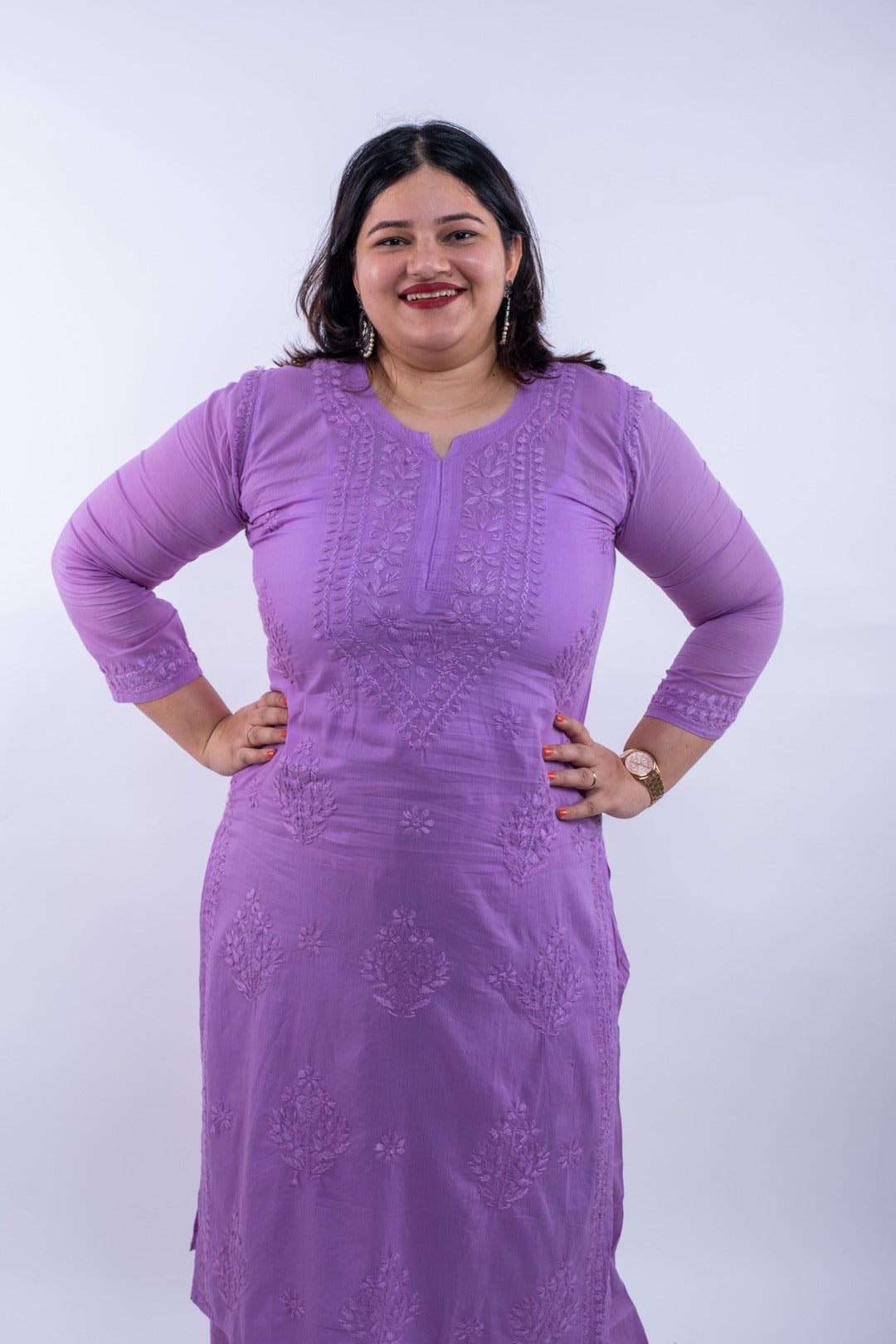Lavender Hand-Chikankari Cotton Co-ord Set