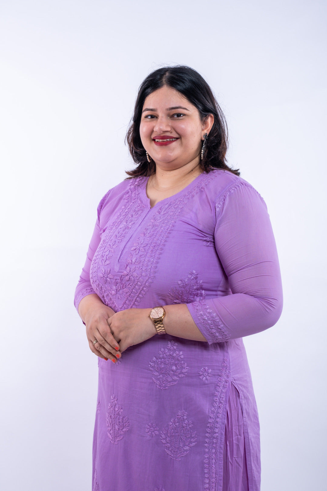 Lavender Hand-Chikankari Cotton Co-ord Set