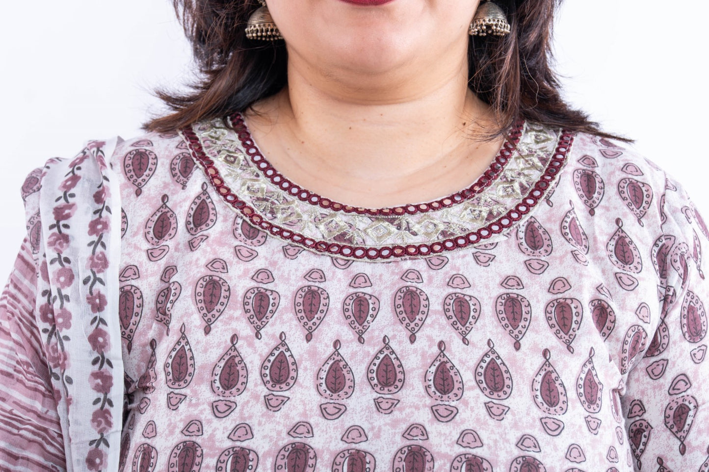 Chikoo Print Afghani Cotton Plus Size Suit