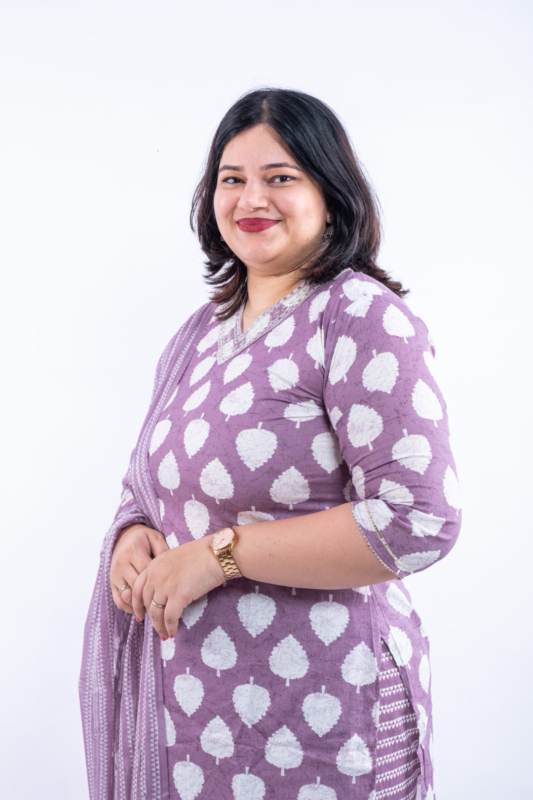 Wine Peepal Tree Print Afghani Cotton Plus Size Suit