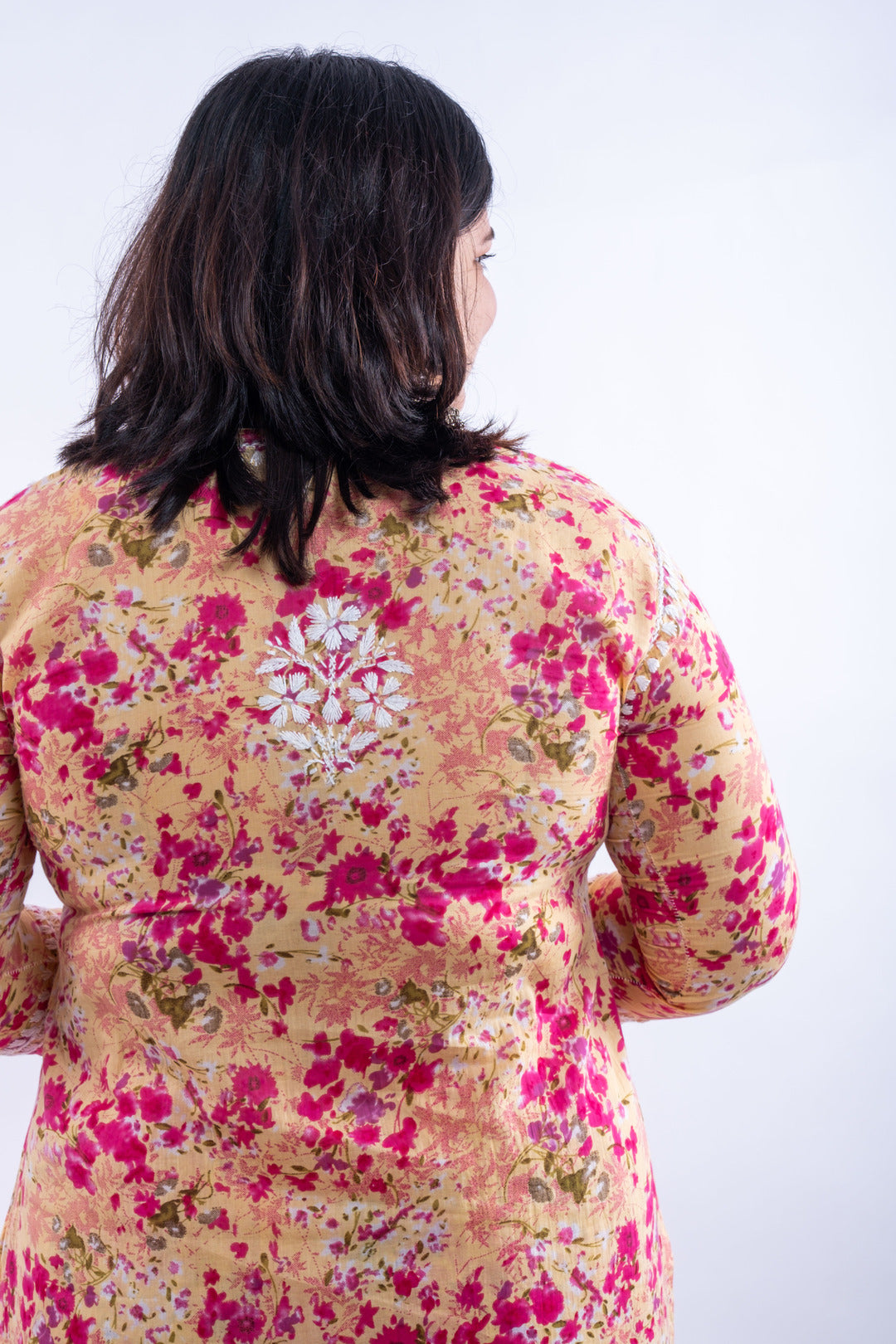 Pink Printed Hand-Chikankari Cotton Co-ord Set