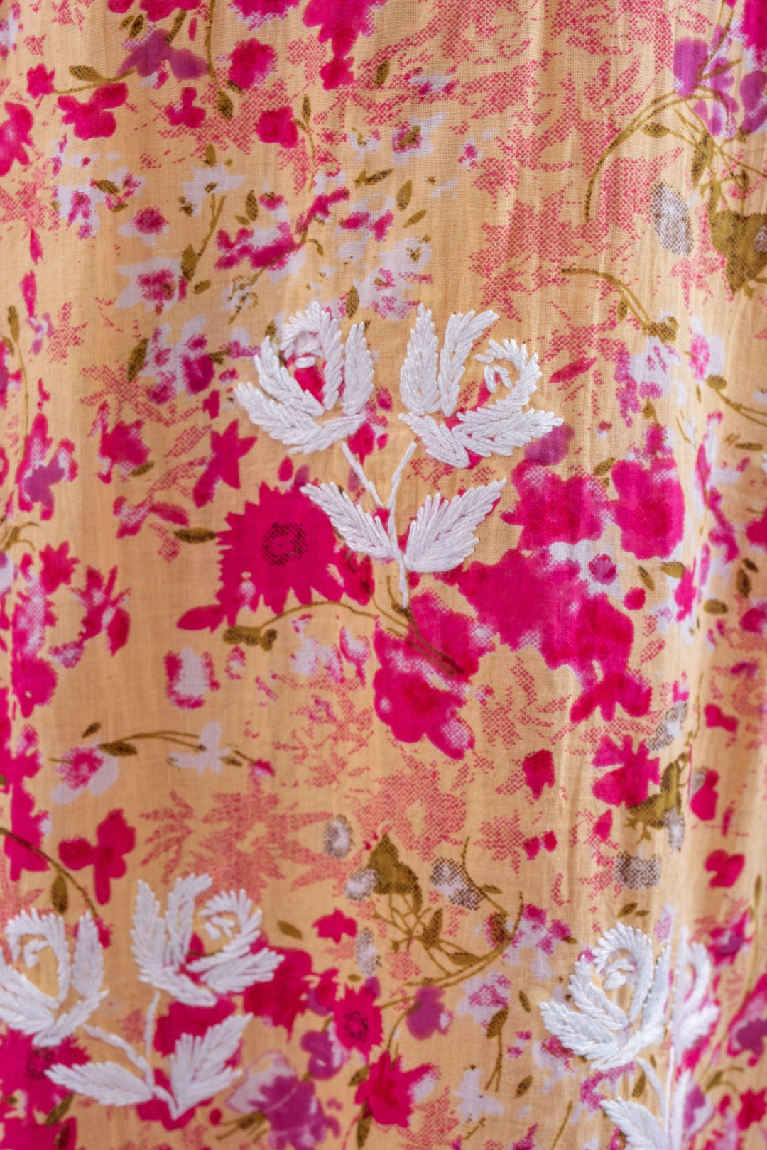 Pink Printed Hand-Chikankari Cotton Co-ord Set