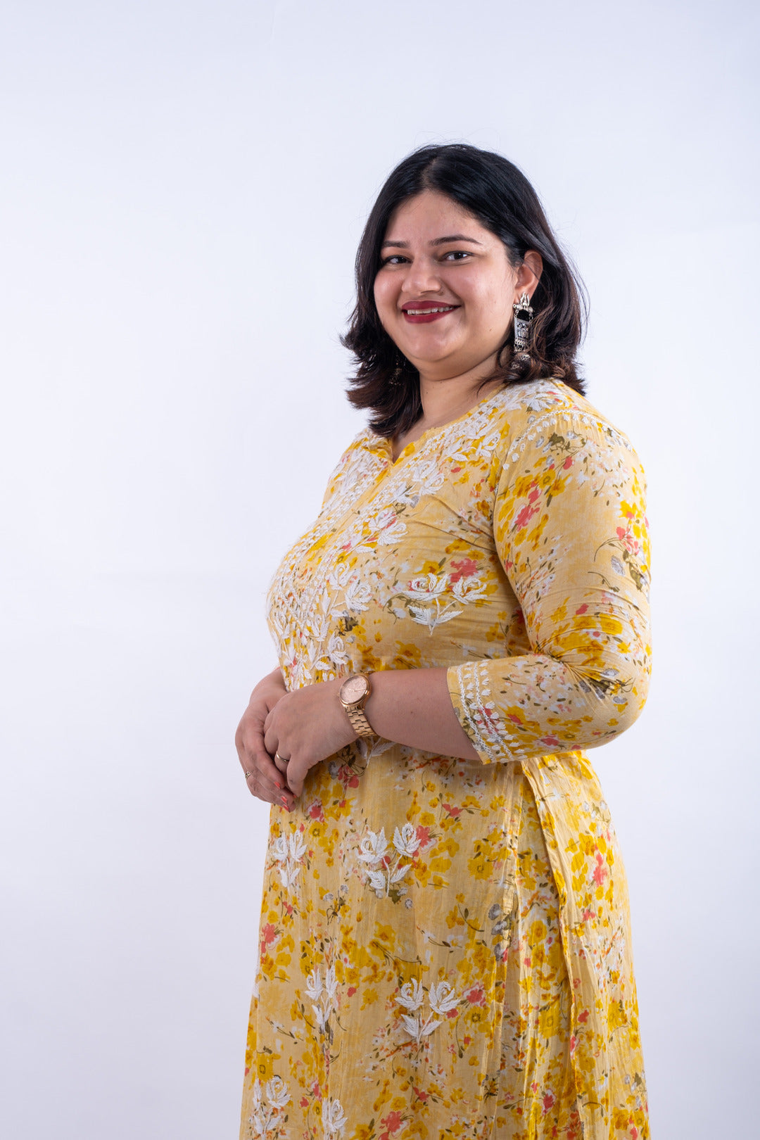 Blossom Yellow Printed Hand-Chikankari Cotton Co-ord Set