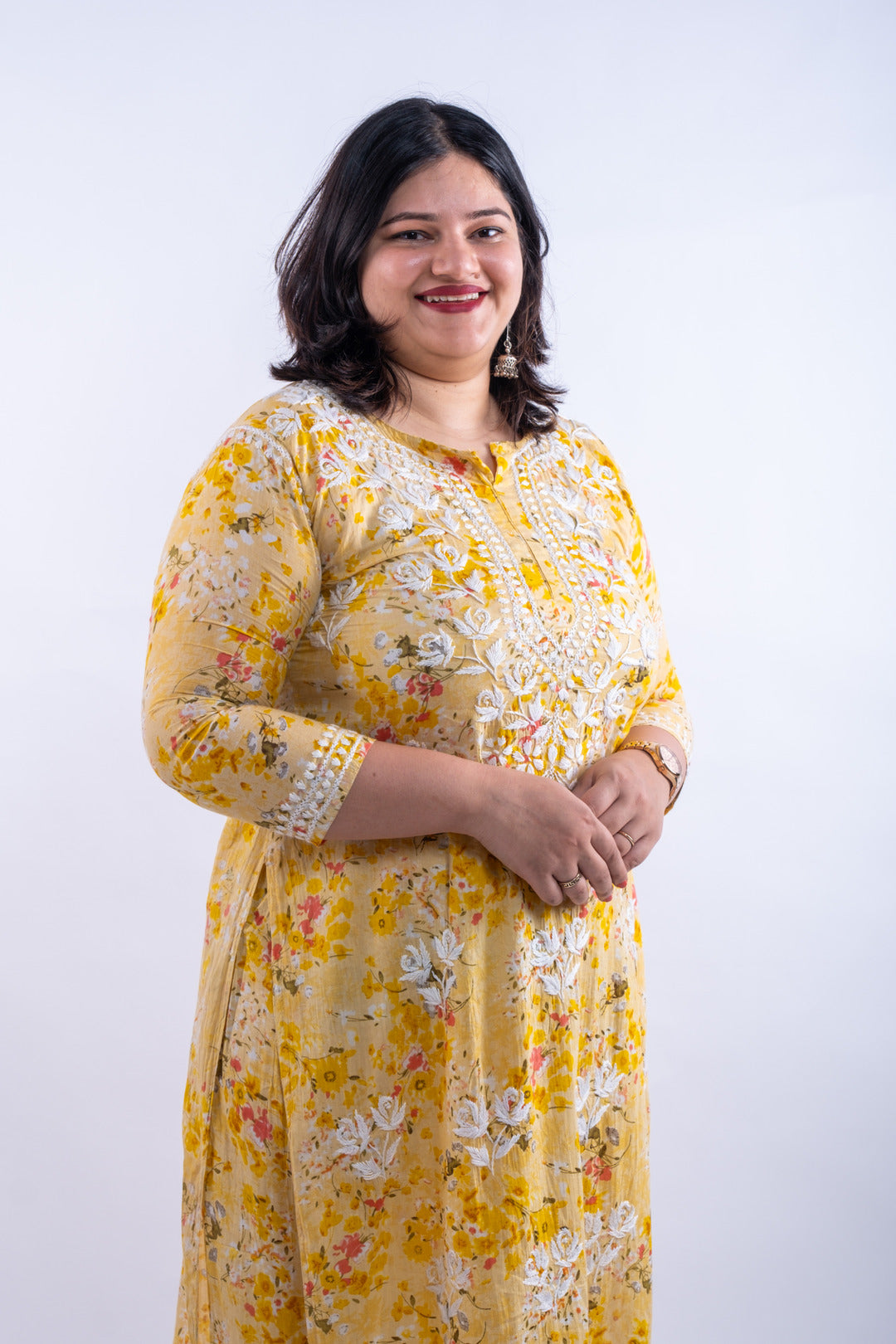 Blossom Yellow Printed Hand-Chikankari Cotton Co-ord Set