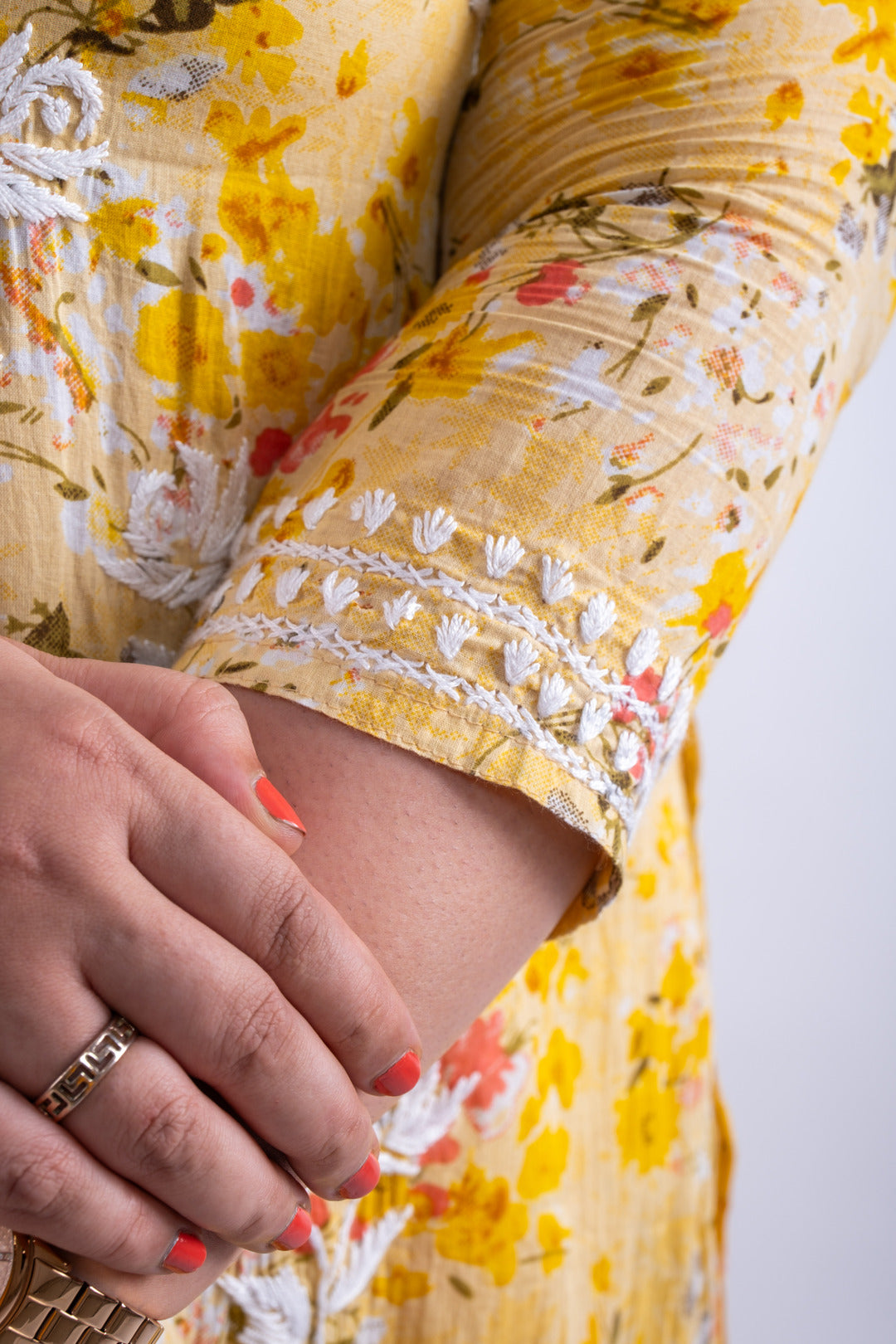 Blossom Yellow Printed Hand-Chikankari Cotton Co-ord Set