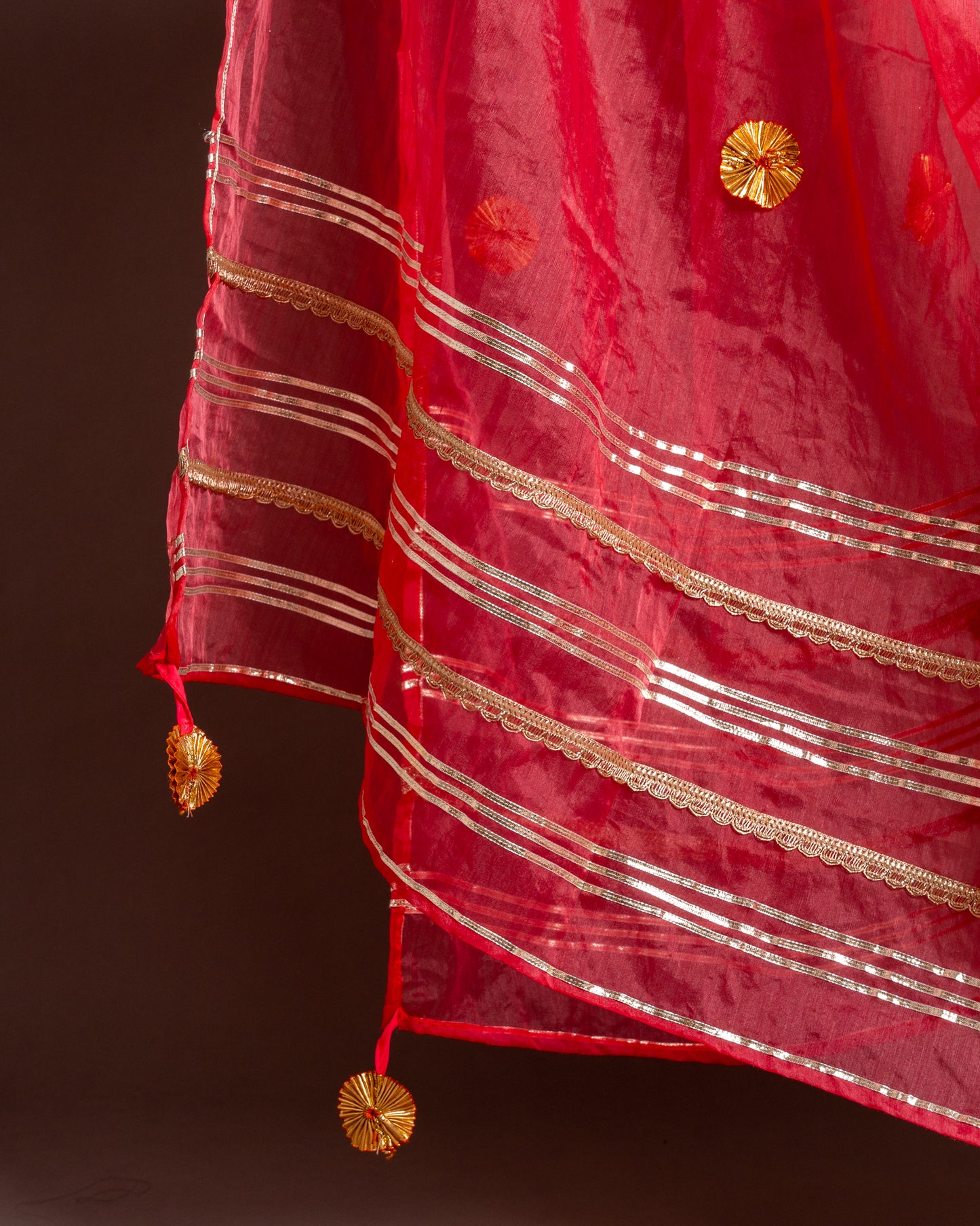 Rose Pink Gotta Patti Angrakha Muslin Cotton Festive Suit