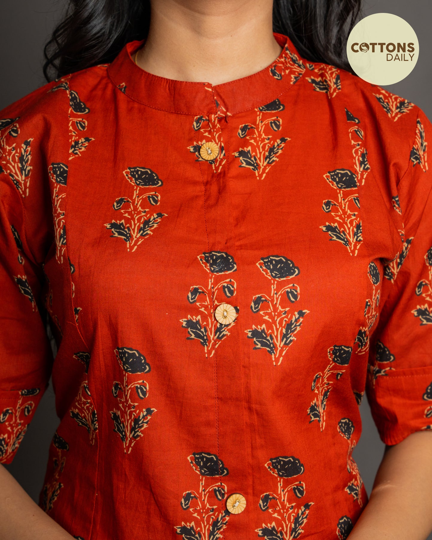 Maroon Ajrakh A-Line Kurta Set
