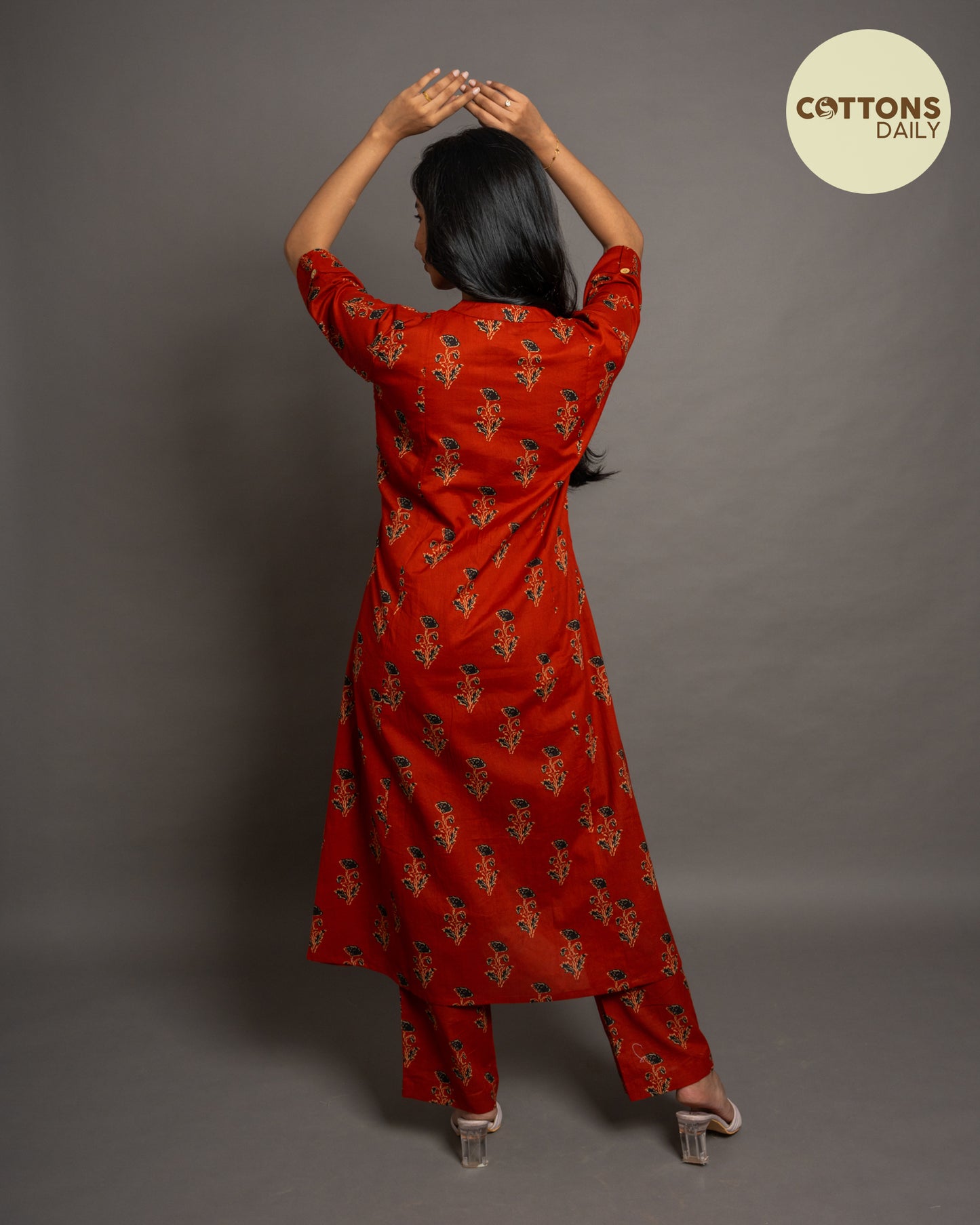 Maroon Ajrakh A-Line Kurta Set