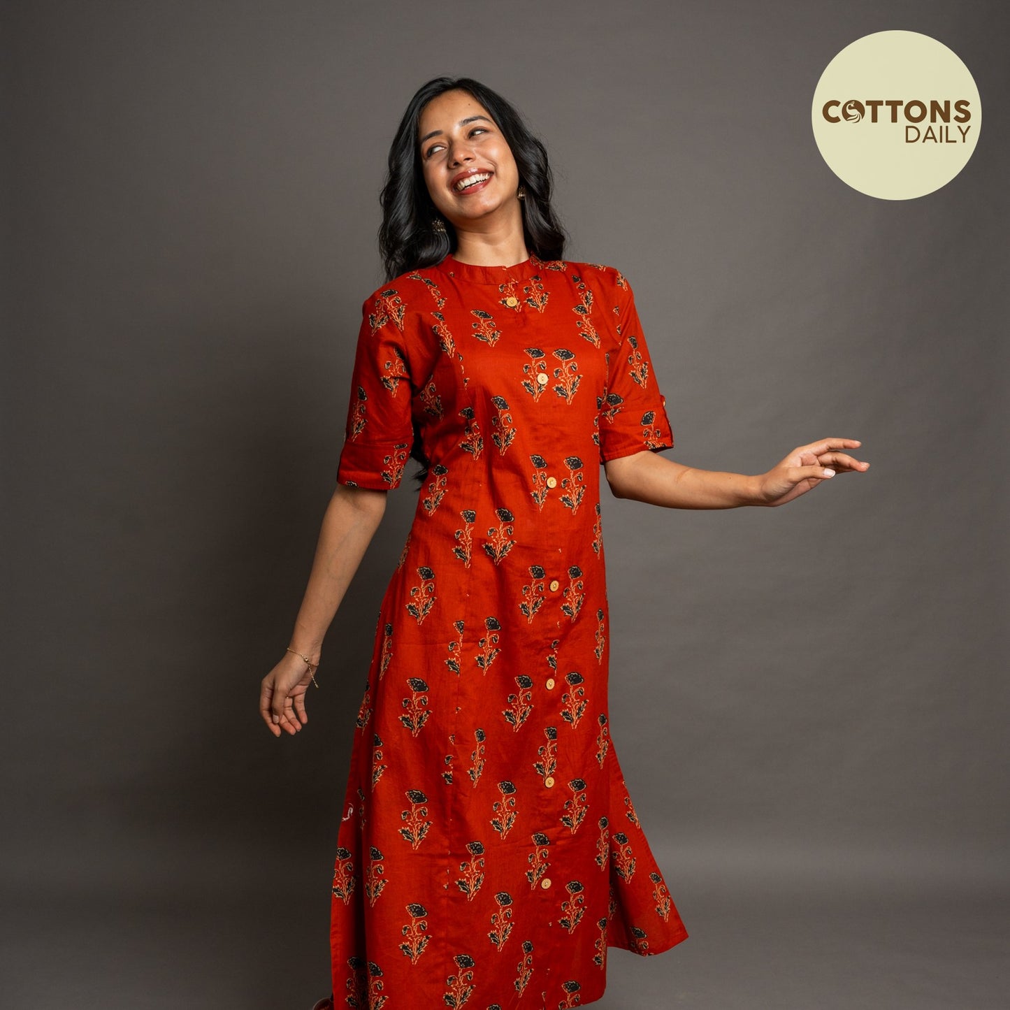 Maroon Ajrakh A-Line Kurta Set