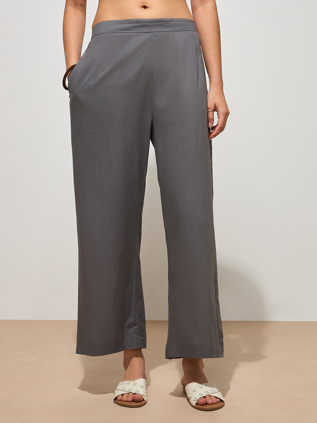 Ash Grey Solid Cotton Suit