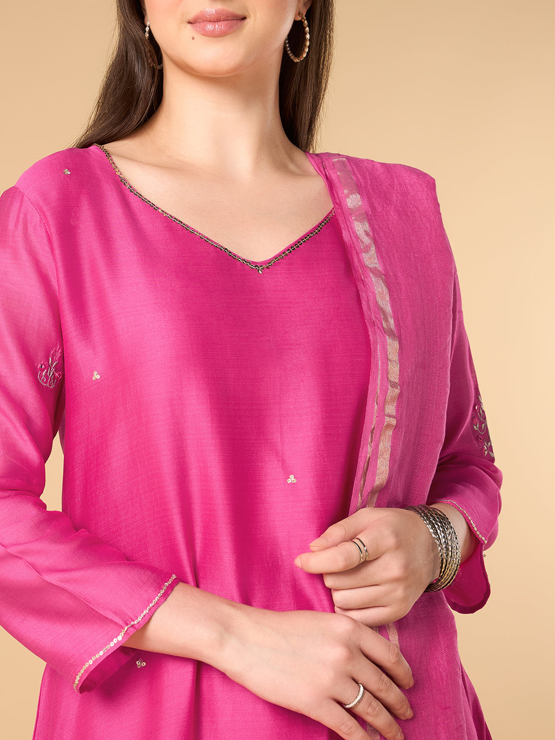 Rani Pink Chanderi Cotton Suit