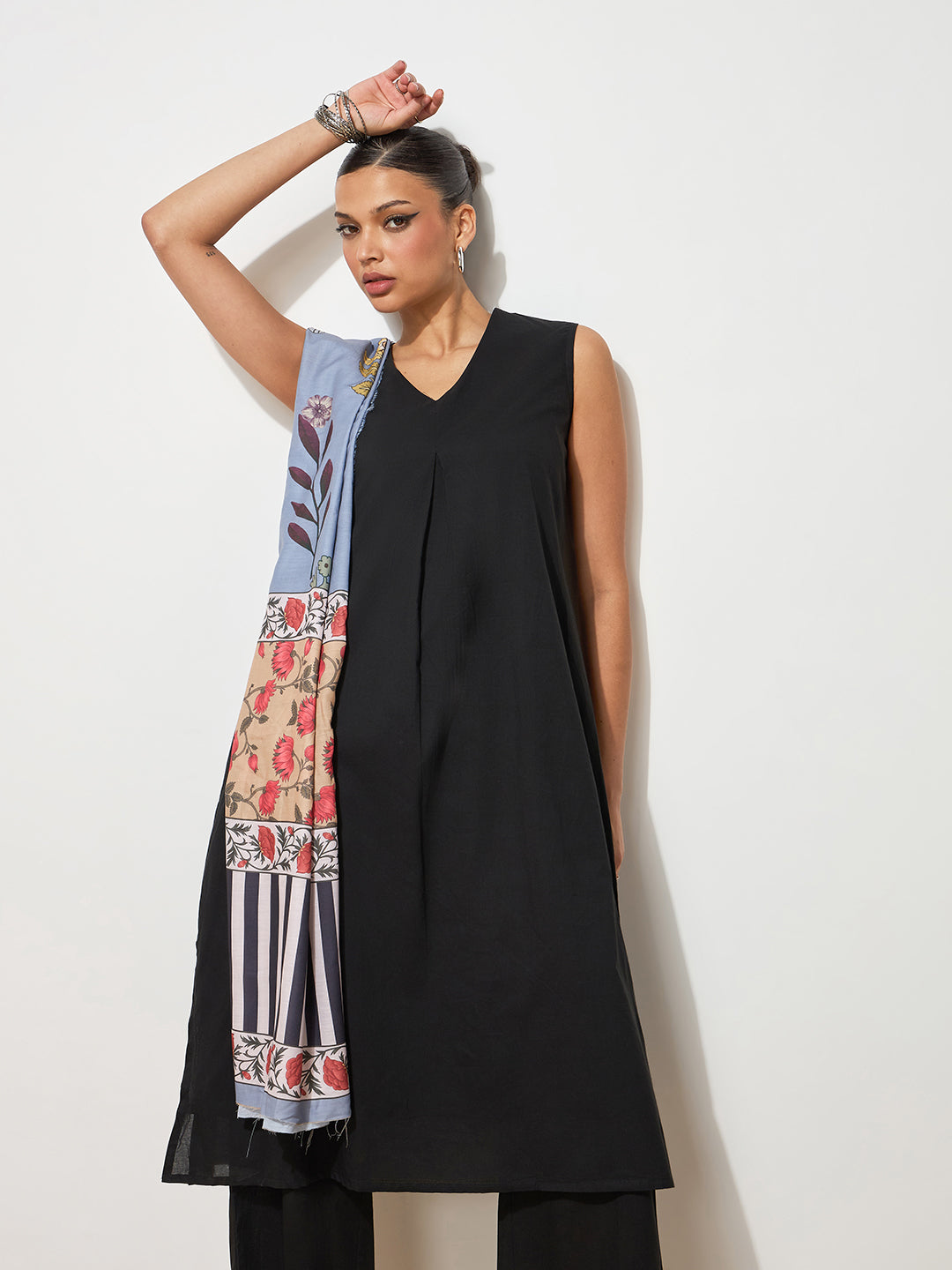 Black Solid Cotton Suit