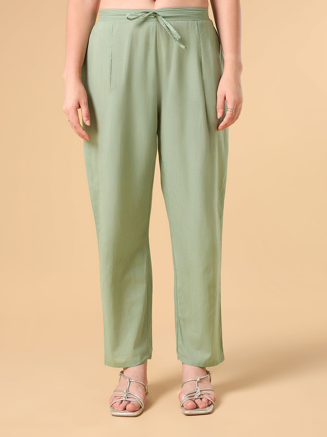 Pista Green Pearl Work Cotton Suit