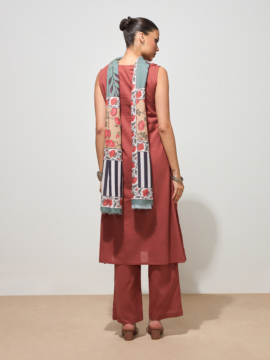 Chestnut Solid Cotton Suit