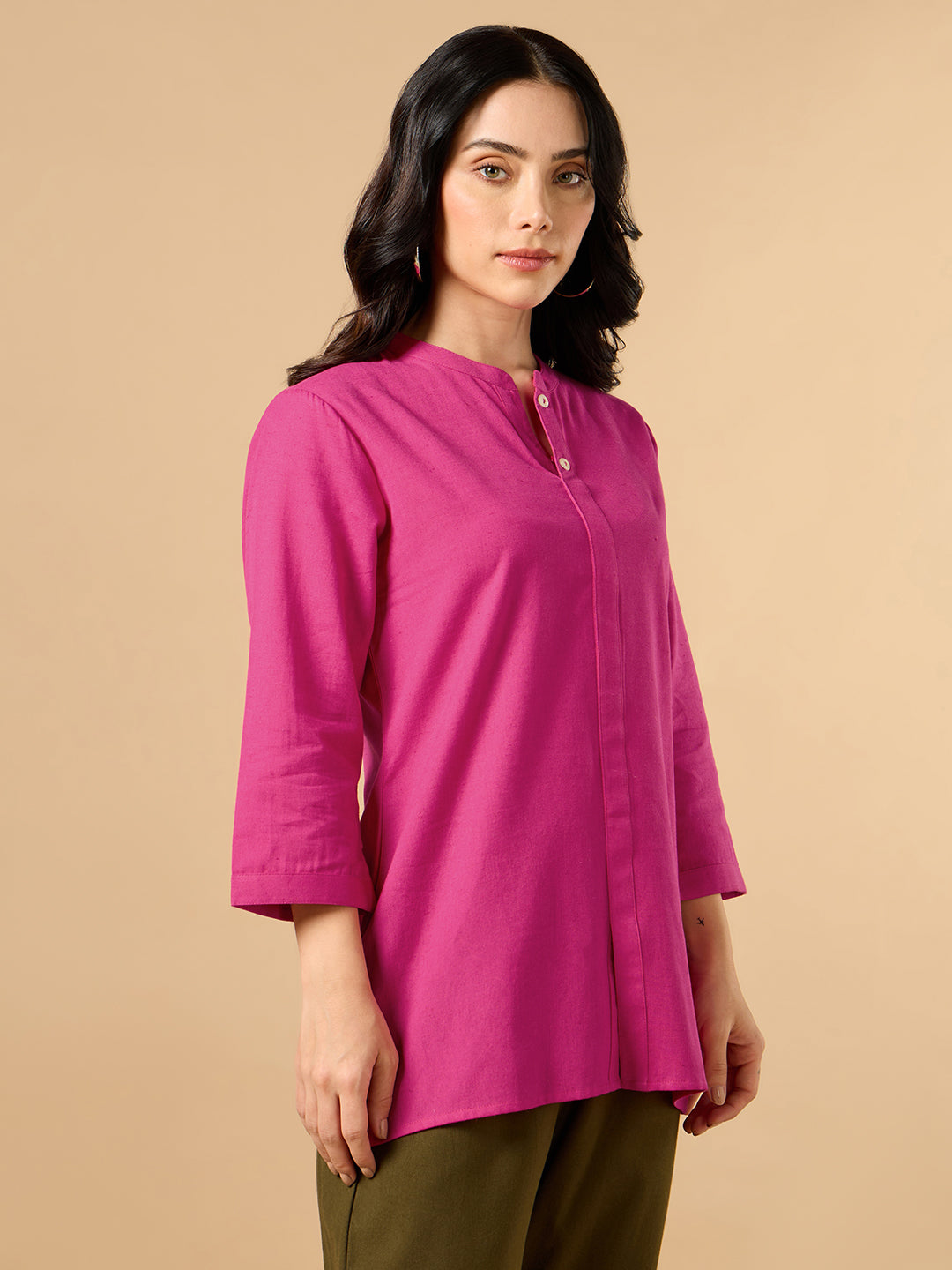 Classic Linen Pink Short kurta