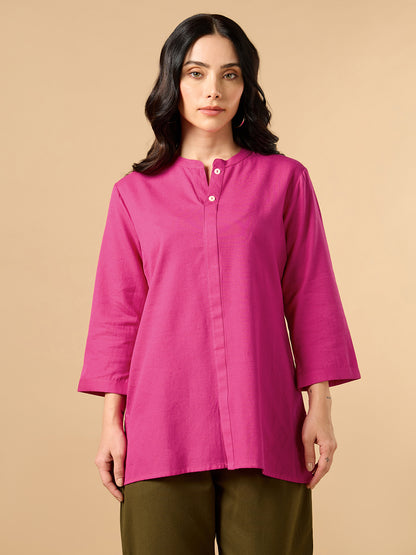 Classic Linen Pink Short kurta