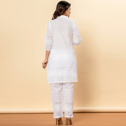 White Chikankari Co-ord Set