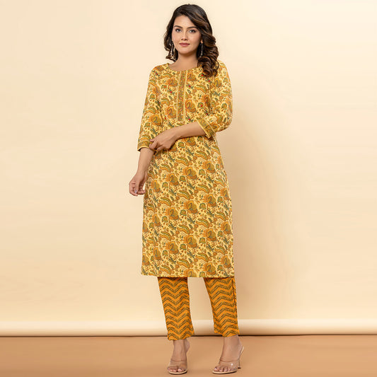 Mustard Yellow Kurtaset