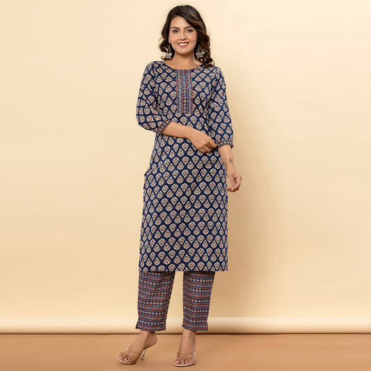 Indigo Aztec Print Kurtaset