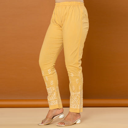 Gold Hand Chikankari Straight Pant