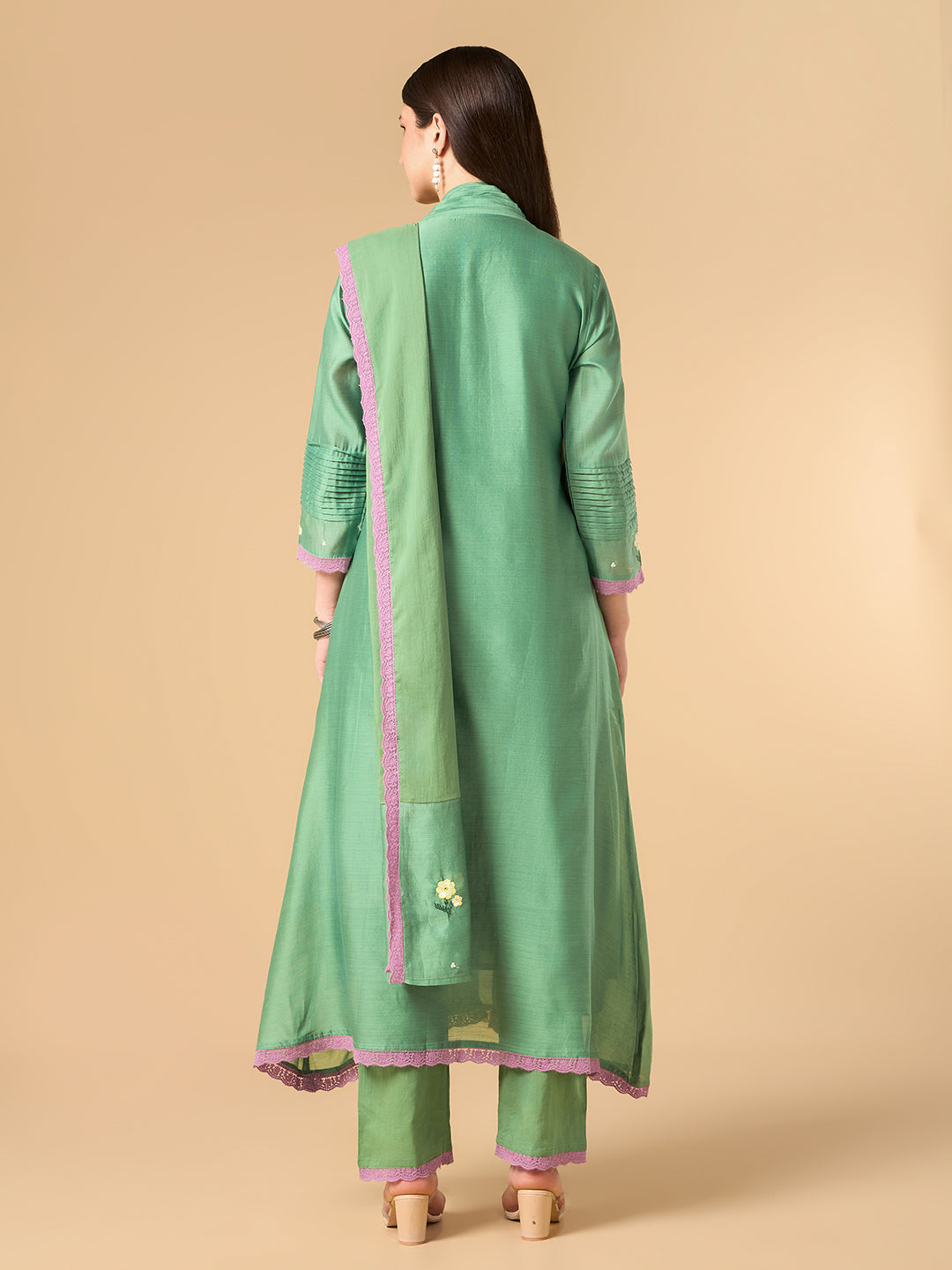 Green Chanderi Cotton Suit