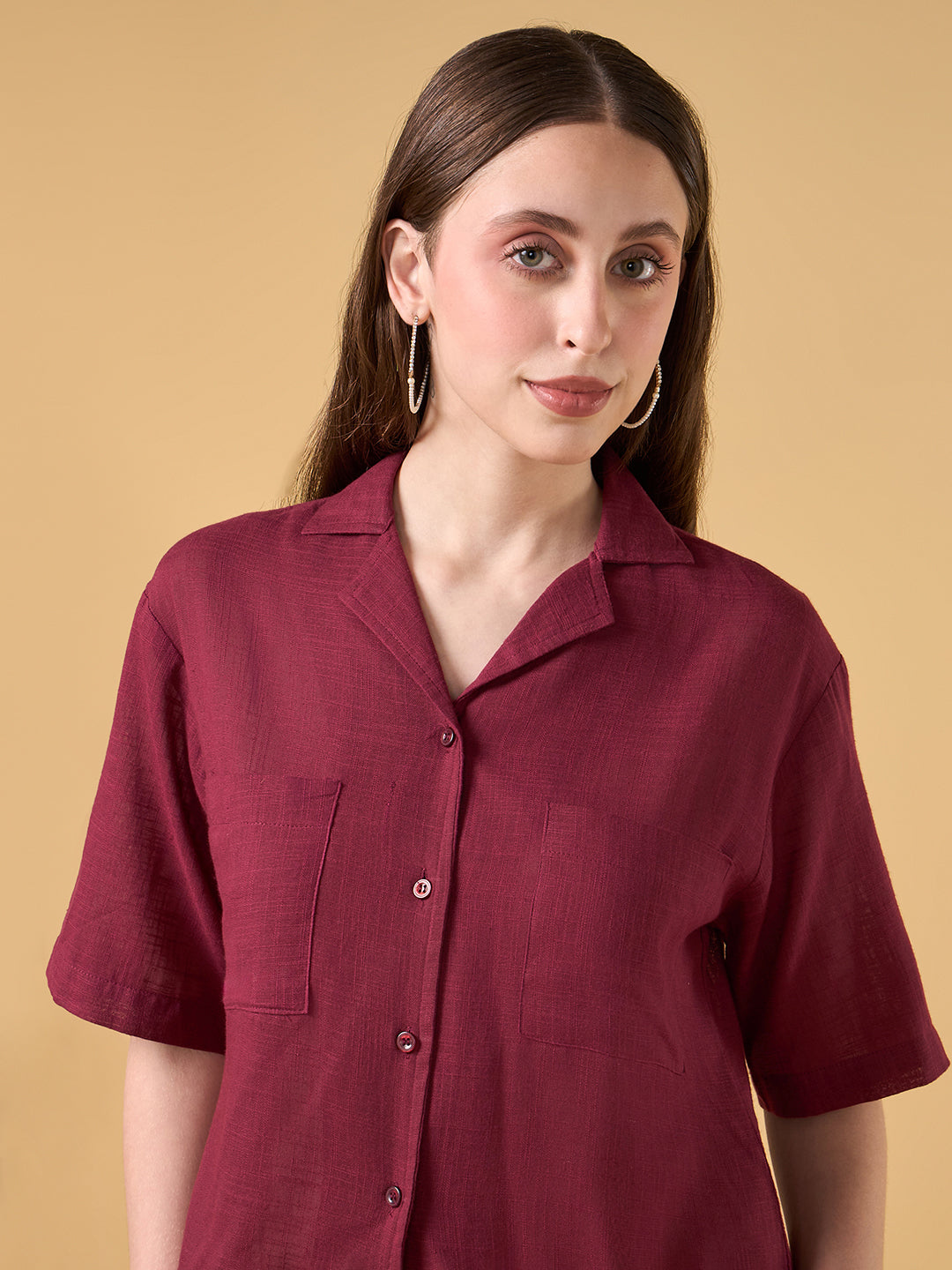 Scarlet Red Solid Cotton Co-ord Set