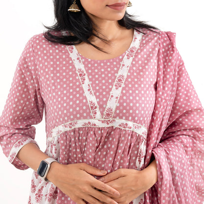 Rose Polka Dots Cotton Suit