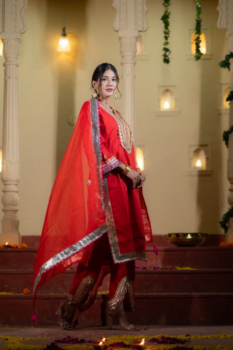 Adaah Red Gota Patti Festive Suit