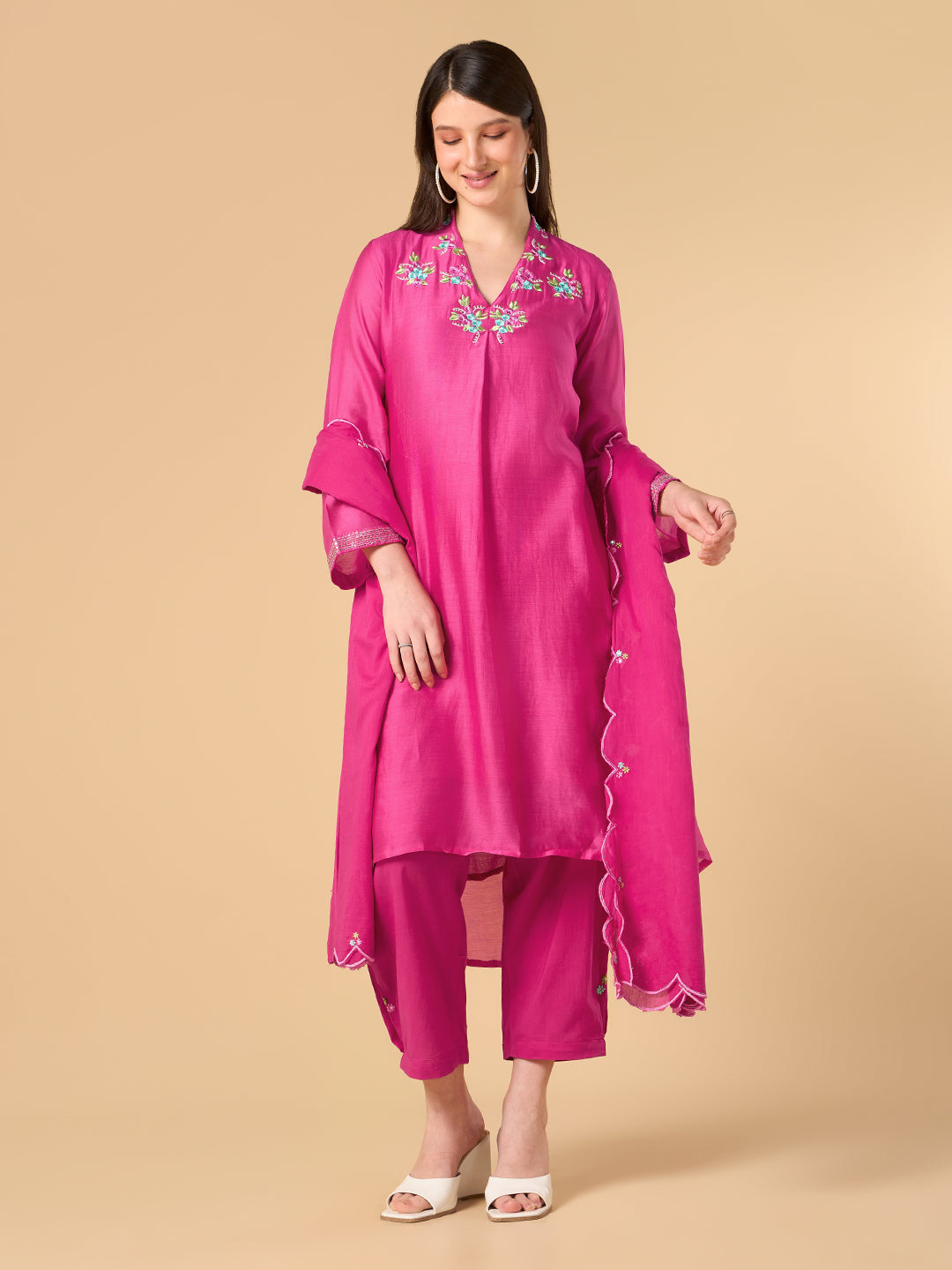 Royal Pink Chanderi Cotton Suit