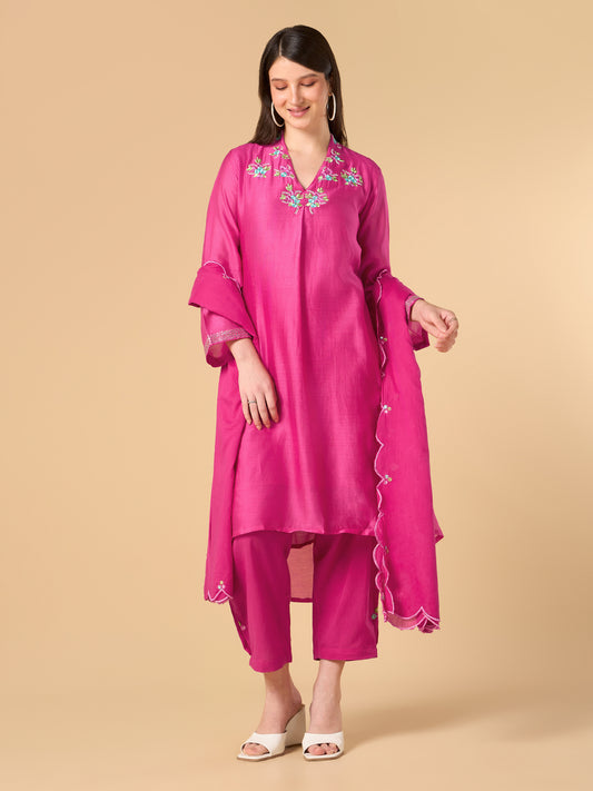 Royal Pink Chanderi Cotton Suit