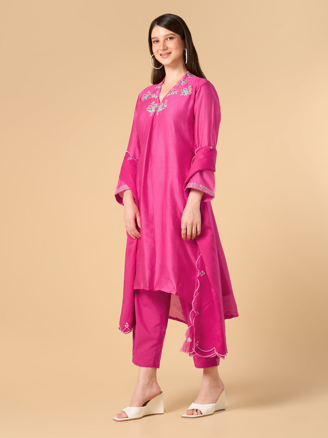 Royal Pink Chanderi Cotton Suit