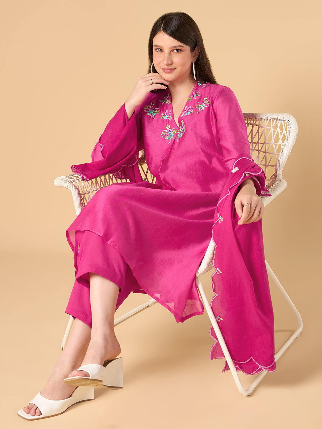 Royal Pink Chanderi Cotton Suit