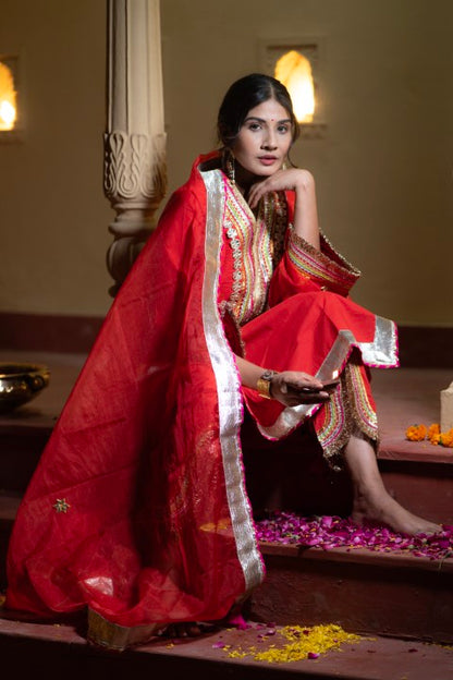 Adaah Red Gota Patti Festive Suit