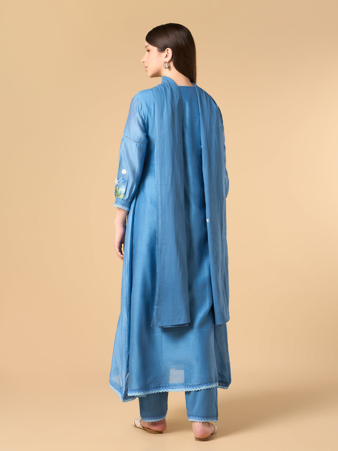 Sky Blue Chanderi Cotton Suit