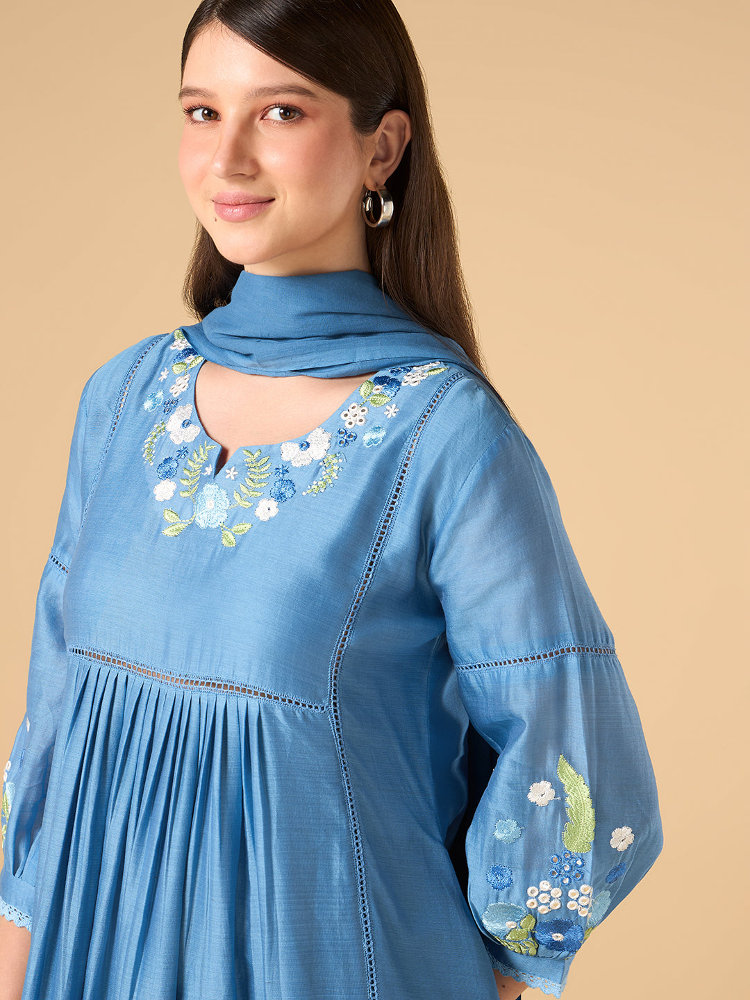 Sky Blue Chanderi Cotton Suit