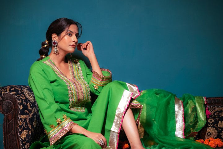 Adaah Green Gota Patti Festive Suit