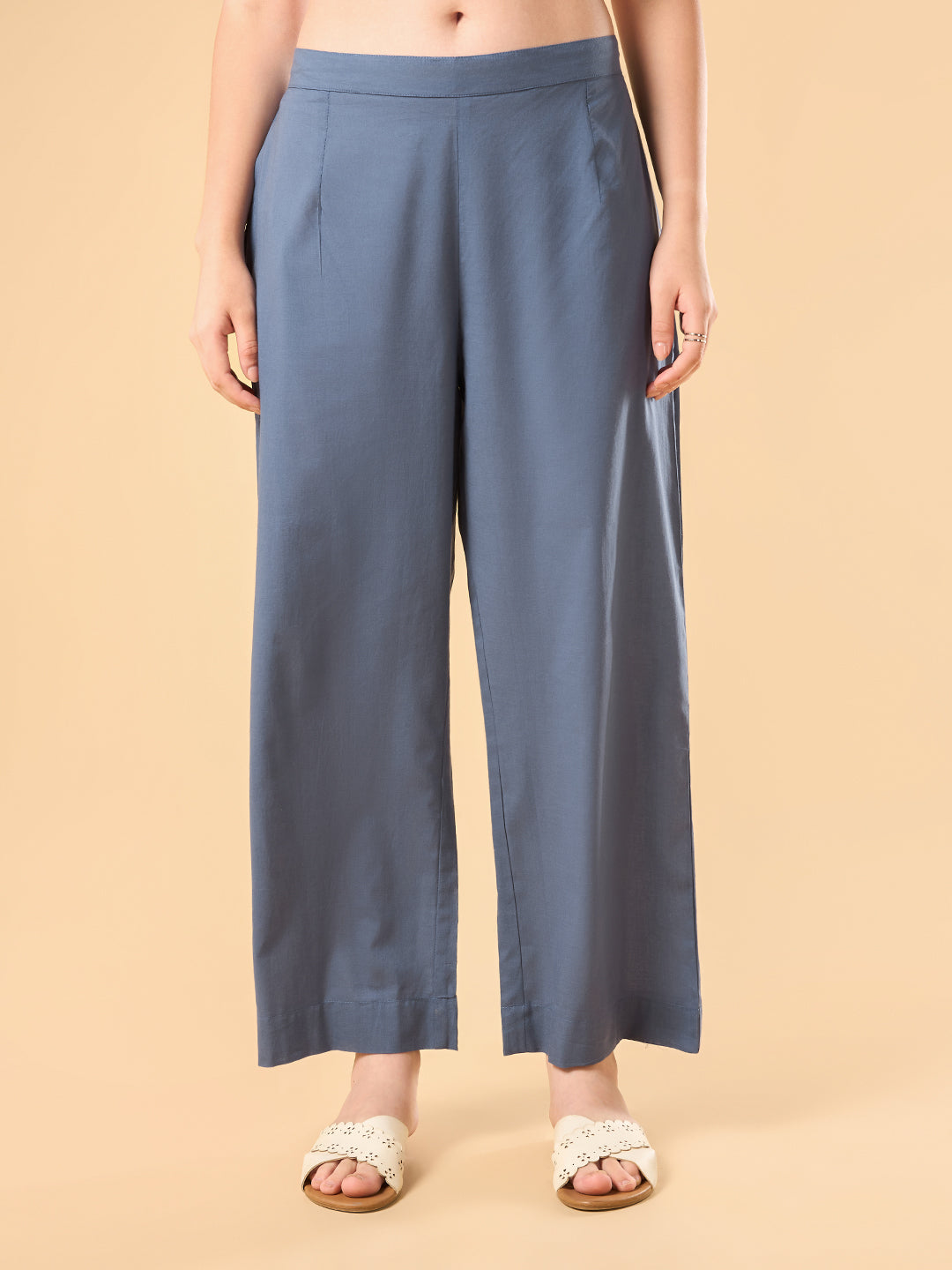 Smoke Grey Solid Cotton Suit