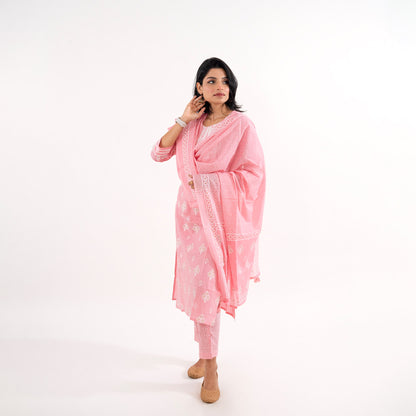 Light Pink Embroidered Cotton Suit