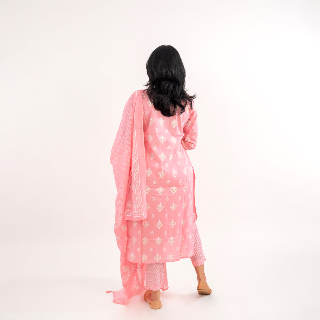 Light Pink Embroidered Cotton Suit