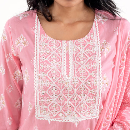 Light Pink Embroidered Cotton Suit