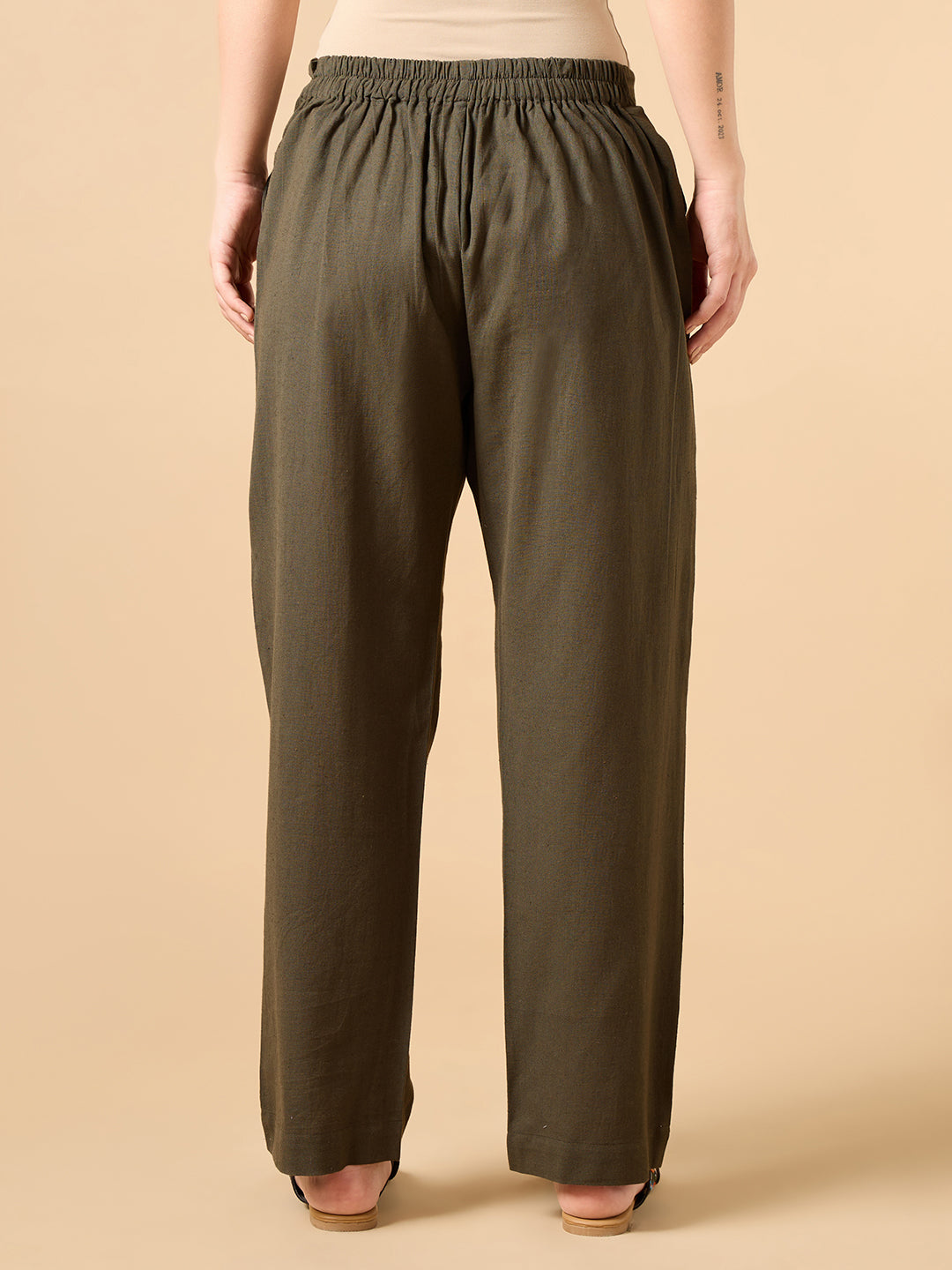 Dark Brown Cotton Smart Pant