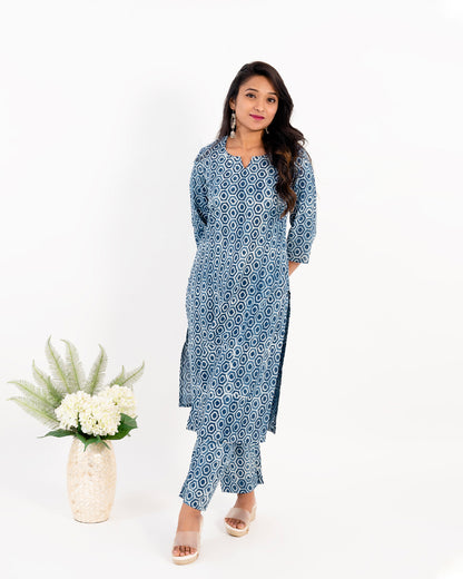 Indigo Bagru Print Cotton Co-ord Set