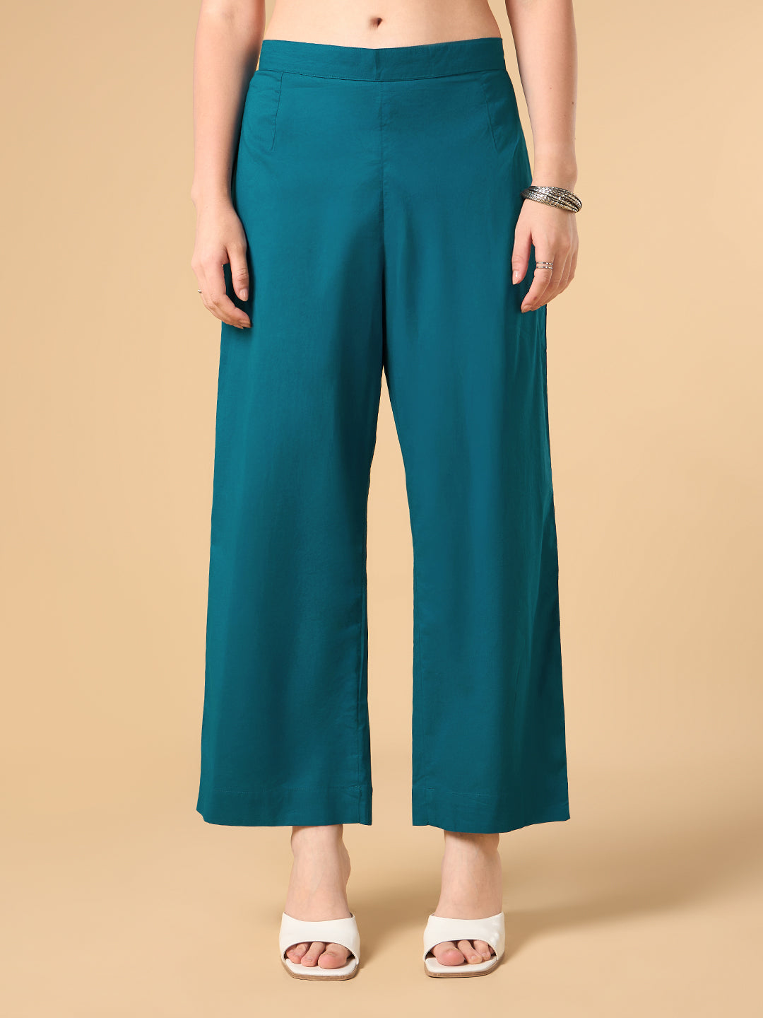 Steel Blue Solid Cotton Suit
